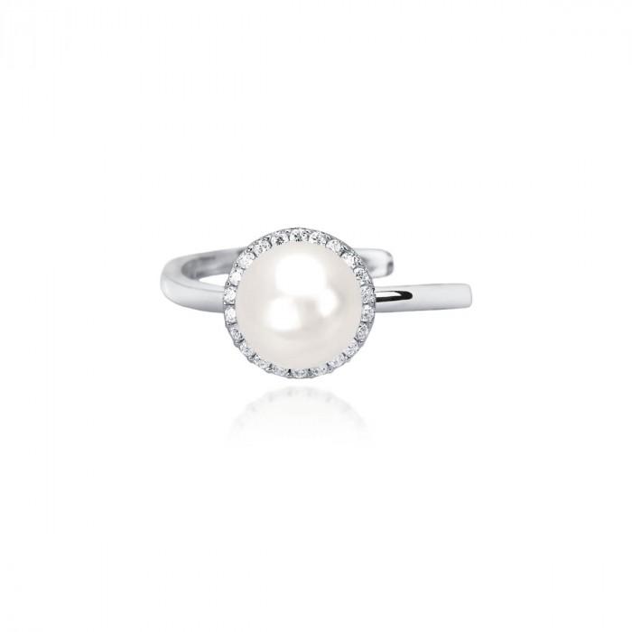 Anello aperto centrale perla zirconi - steampuhousenkstore.com