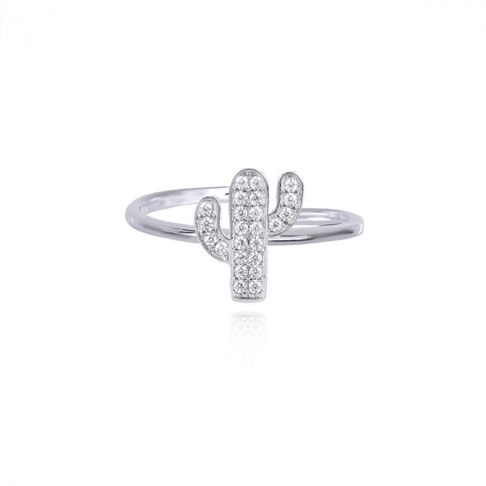 Anello aperto centrale cactus zirconi - steampuhousenkstore.com