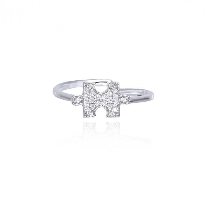 Anello aperto centrale puzzle zirconi - steampuhousenkstore.com