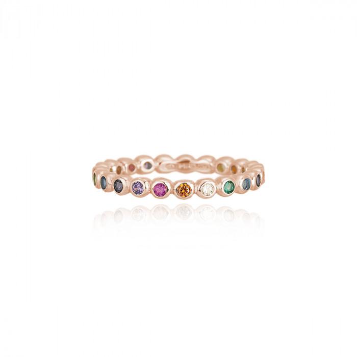 Anello rosè giro zirconi colorati - steampuhousenkstore.com
