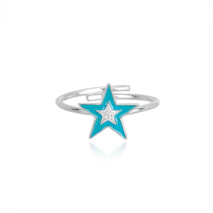 Anello stella smalto azzurro zirconi - steampuhousenkstore.com