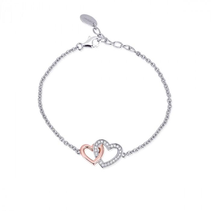 Bracciale armbander cuori bicolore intreccio strass - steampuhousenkstore.com