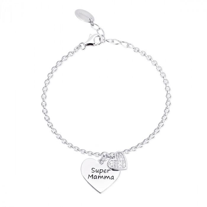 Bracciale catena pendente cuore inciso " super mamma" - steampuhousenkstore.com