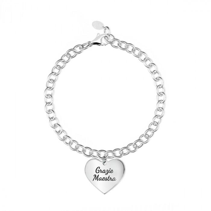 Bracciale pendente cuore inciso grazie maestra - steampuhousenkstore.com