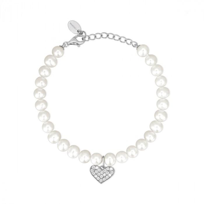Bracciale perline pendente cuore strass - steampuhousenkstore.com