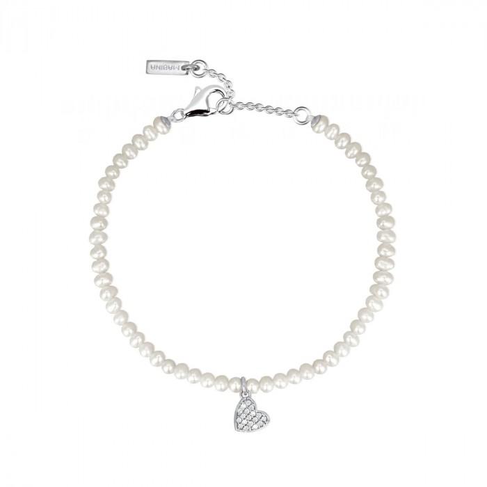 Bracciale perline pendente cuore strass - steampuhousenkstore.com