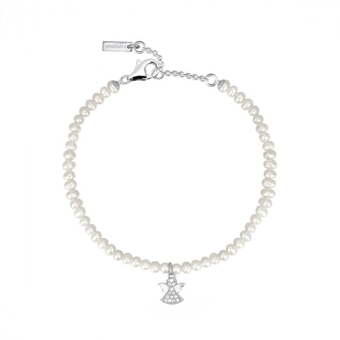 Bracciale perline pendente angelo strass - steampuhousenkstore.com