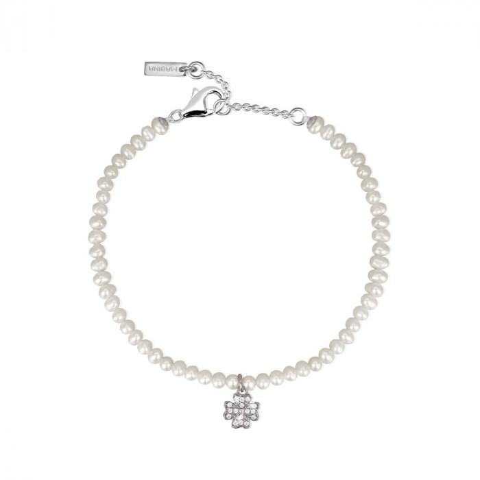 Bracciale perline pendente quadrifoglio strass - steampuhousenkstore.com
