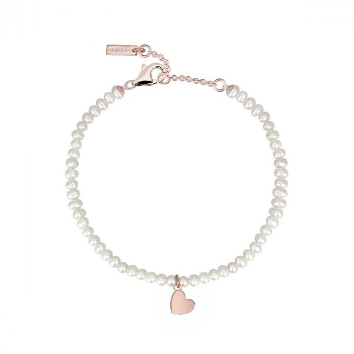 Bracciale perline pendente cuore rosè - steampuhousenkstore.com