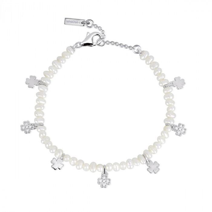 Bracciale armbander perline pendenti quadrifogli strass - steampuhousenkstore.com
