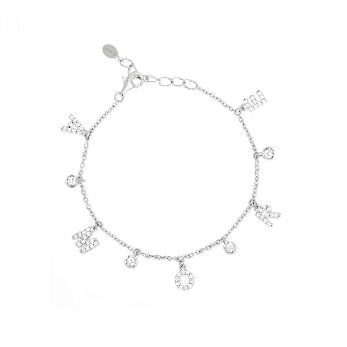 Bracciale armbander pendente scritta amore pavè strass - steampuhousenkstore.com