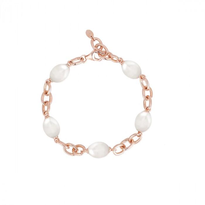 Bracciale catena rosè perle deformate - steampuhousenkstore.com