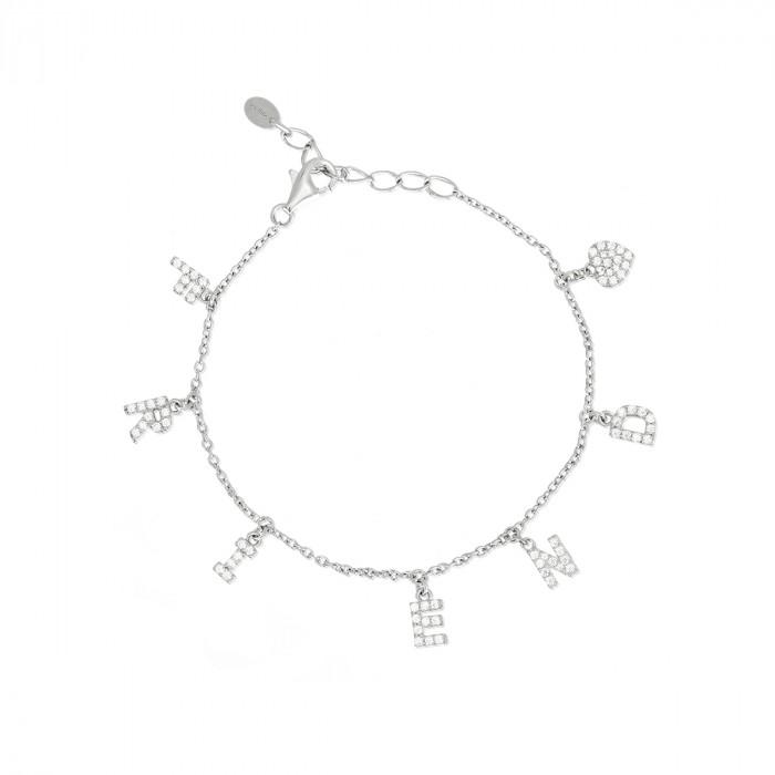 Bracciale pendenti lettere friend strass - steampuhousenkstore.com