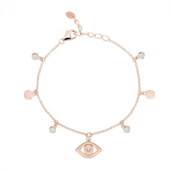 Bracciale armbander rosè pendente occhio - steampuhousenkstore.com