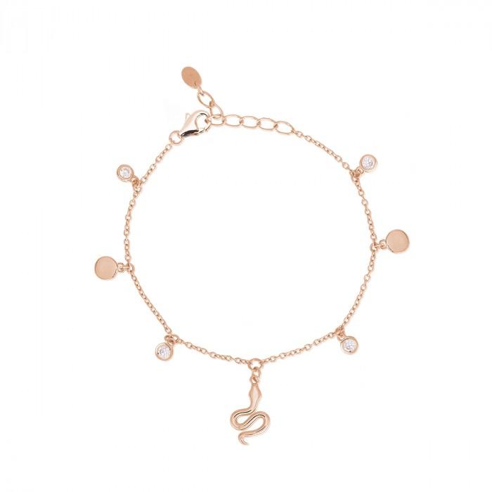 Bracciale rosè pendente serpente - steampuhousenkstore.com