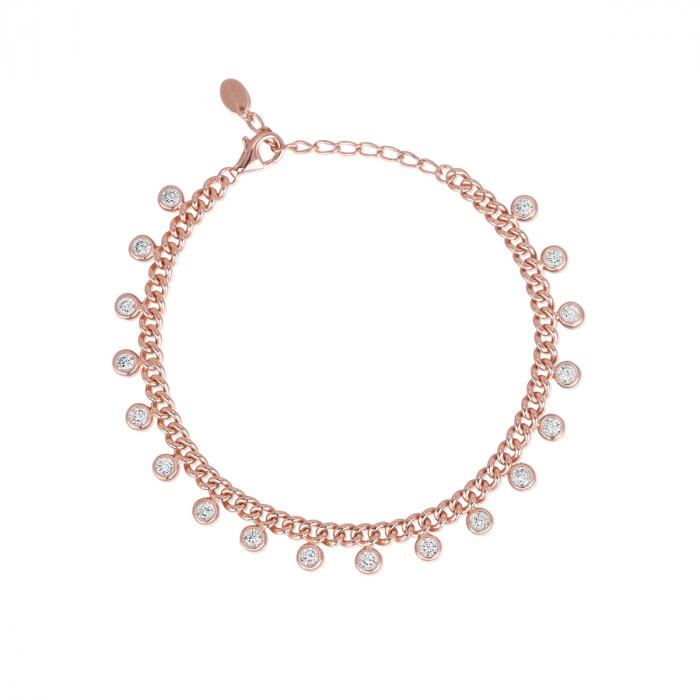 Bracciale rosè grumetta pendenti cerchi zirconi - steampuhousenkstore.com