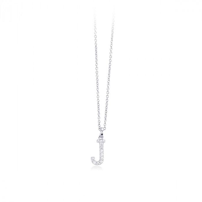 Girocollo halsketten pendente lettera J zirconi - steampuhousenkstore.com