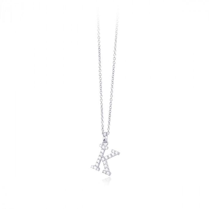 Girocollo halsketten pendente lettera K zirconi - steampuhousenkstore.com