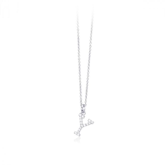 Girocollo halsketten pendente lettera Y zirconi - steampuhousenkstore.com