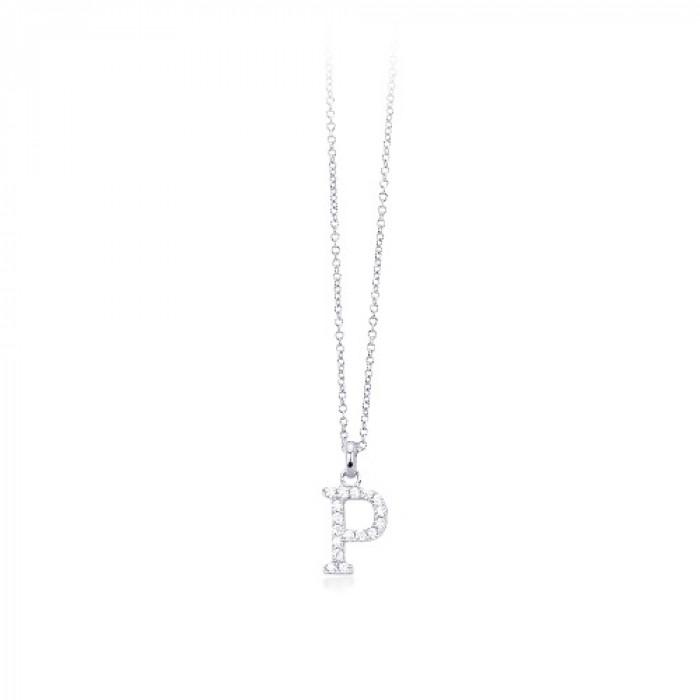 Girocollo halsketten pendente lettera P zirconi - steampuhousenkstore.com