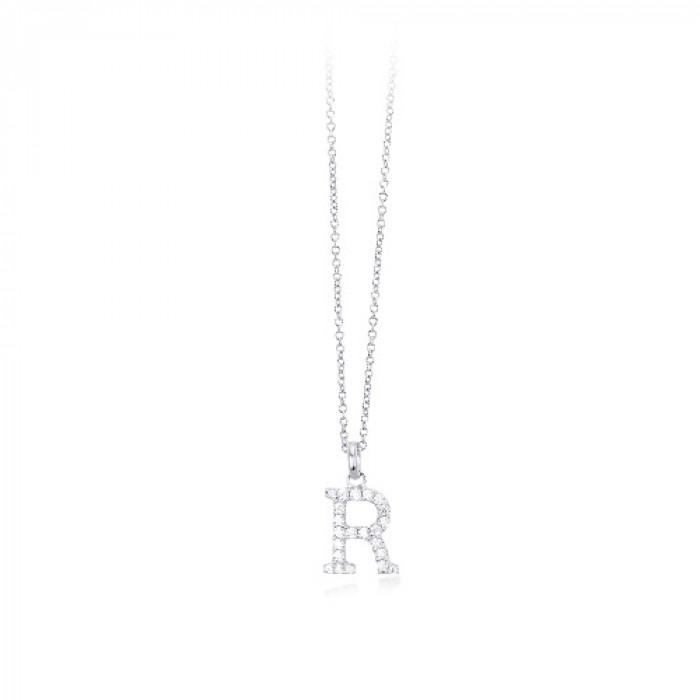 Girocollo pendente lettera R zirconi - steampuhousenkstore.com