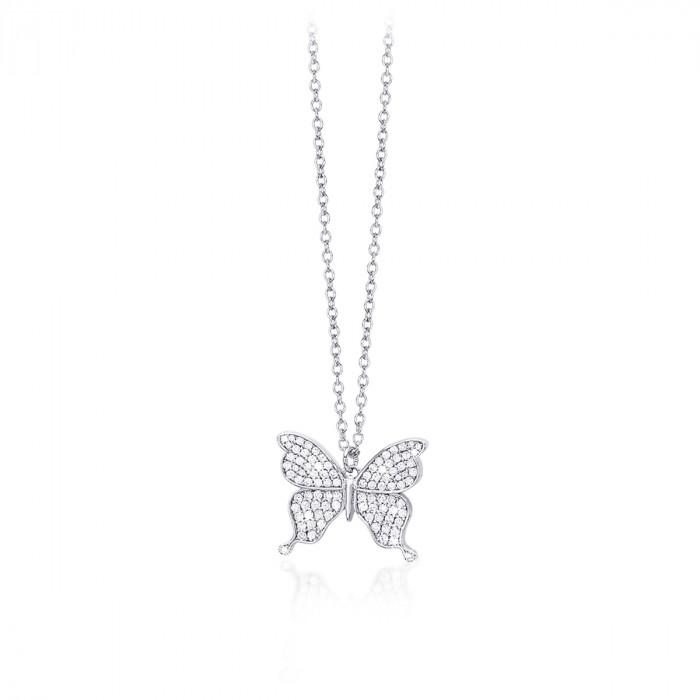 Girocollo pendente farfalla strass - steampuhousenkstore.com