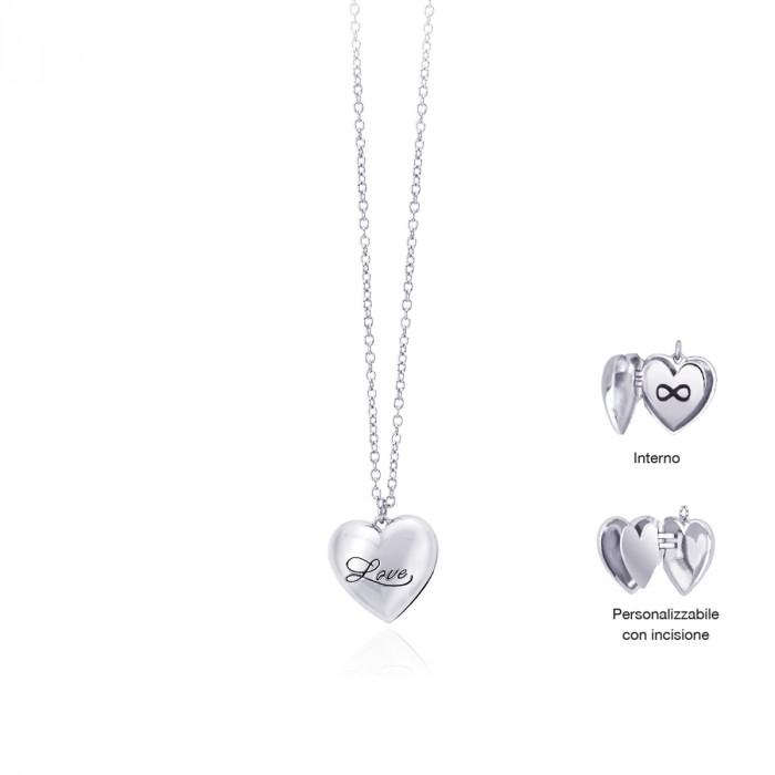 Girocollo pendente cuore inciso love - steampuhousenkstore.com