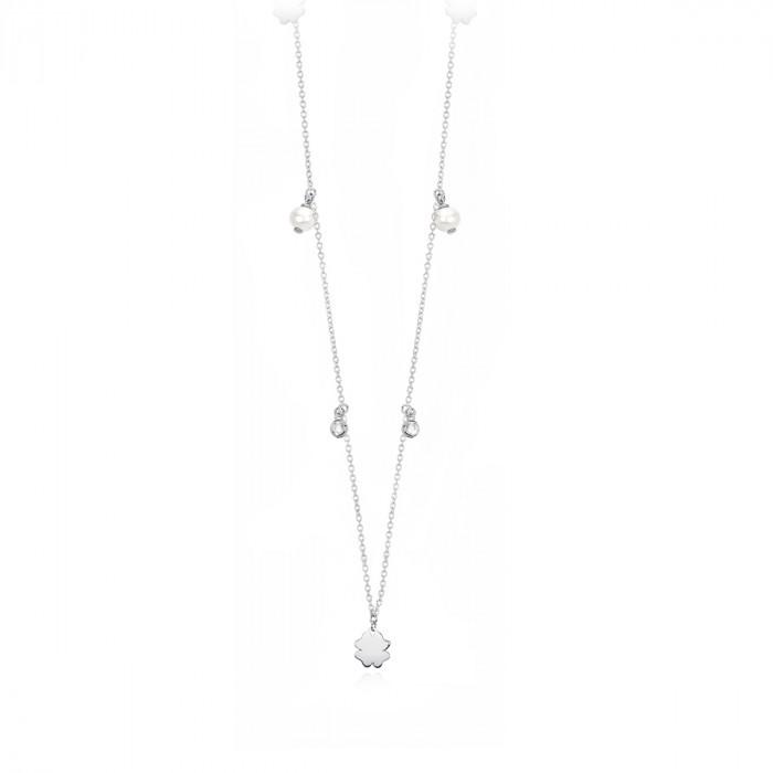 Girocollo perle laterali pendente quadrifoglio - steampuhousenkstore.com