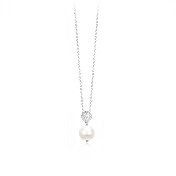 Girocollo pendente perla pallino zirconi - steampuhousenkstore.com