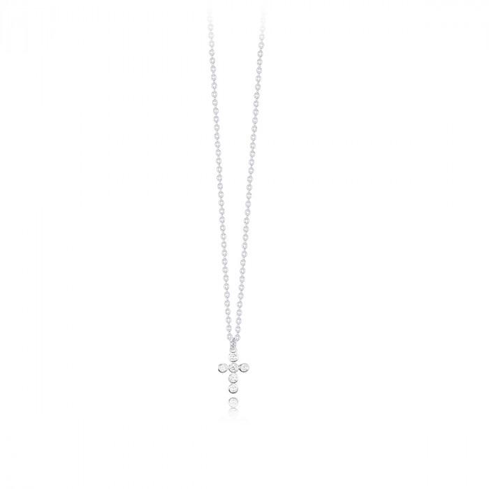 Girocollo halsketten pendente croce zirconi - steampuhousenkstore.com
