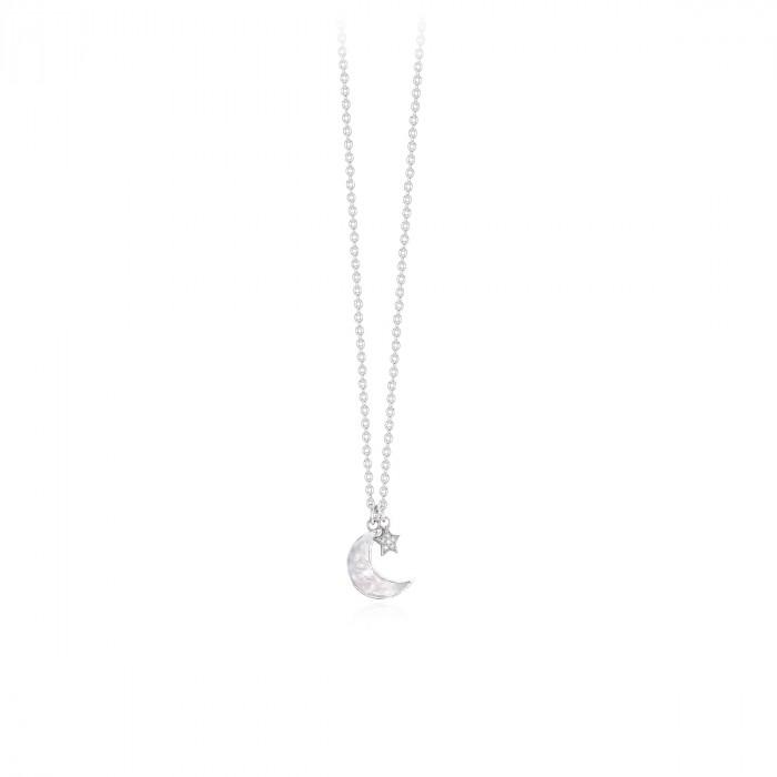 Girocollo halsketten pendente luna m/perla zirconi - steampuhousenkstore.com