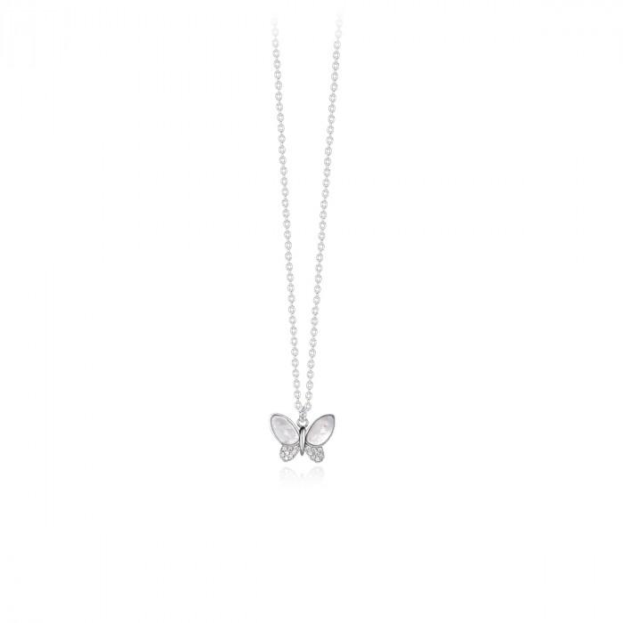 Girocollo halsketten pendente farfalla m/perla zirconi - steampuhousenkstore.com