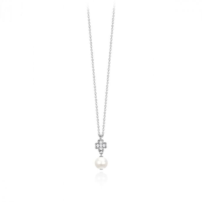 Girocollo halsketten pendente quadrifoglio strass + perla - steampuhousenkstore.com