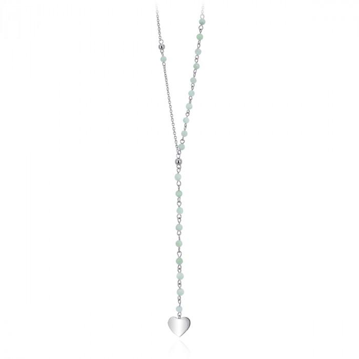 Collana pallini verdi pendente cuore - steampuhousenkstore.com
