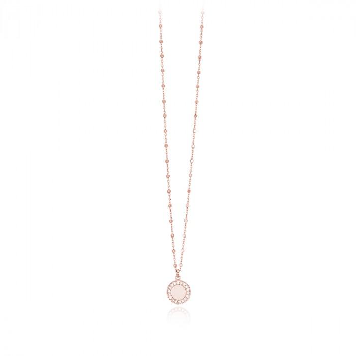 Girocollo rosè pendente cerchio giro strass - steampuhousenkstore.com