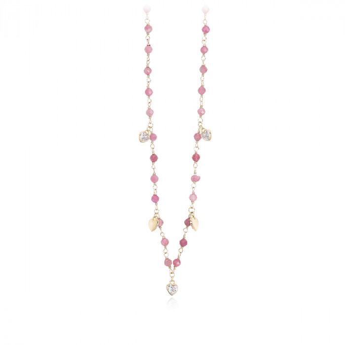 Girocollo laminato pietre rosa pendenti cuori zircone - steampuhousenkstore.com