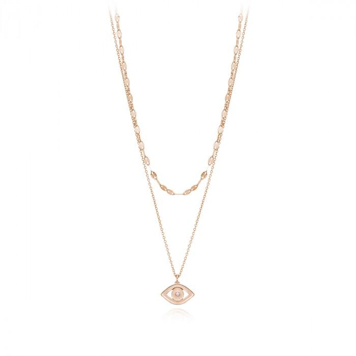Girocollo rosè 2 fili pendente occhio - steampuhousenkstore.com