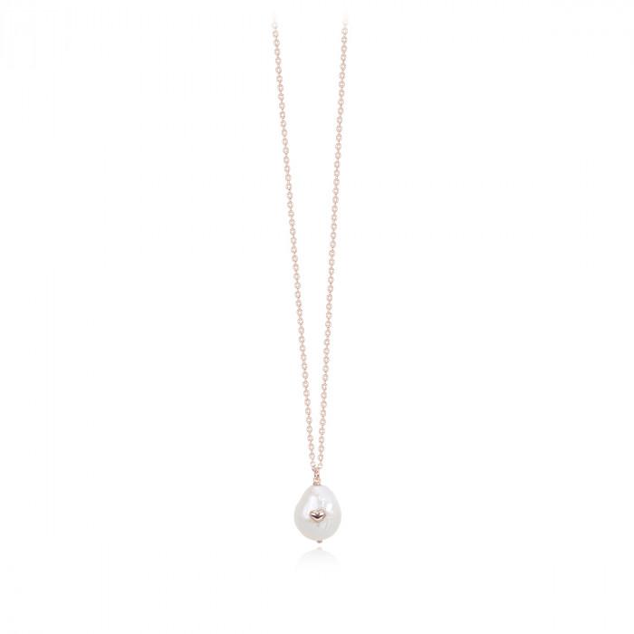 Girocollo rosè pendente perla barocca cuore rosè - steampuhousenkstore.com