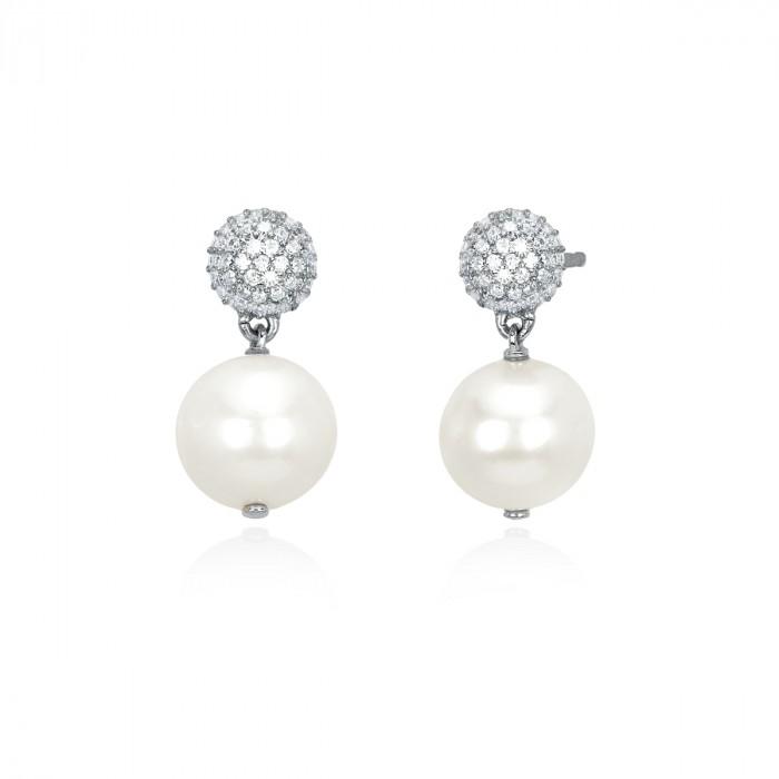 Orecchini pavè strass pendente perla - steampuhousenkstore.com