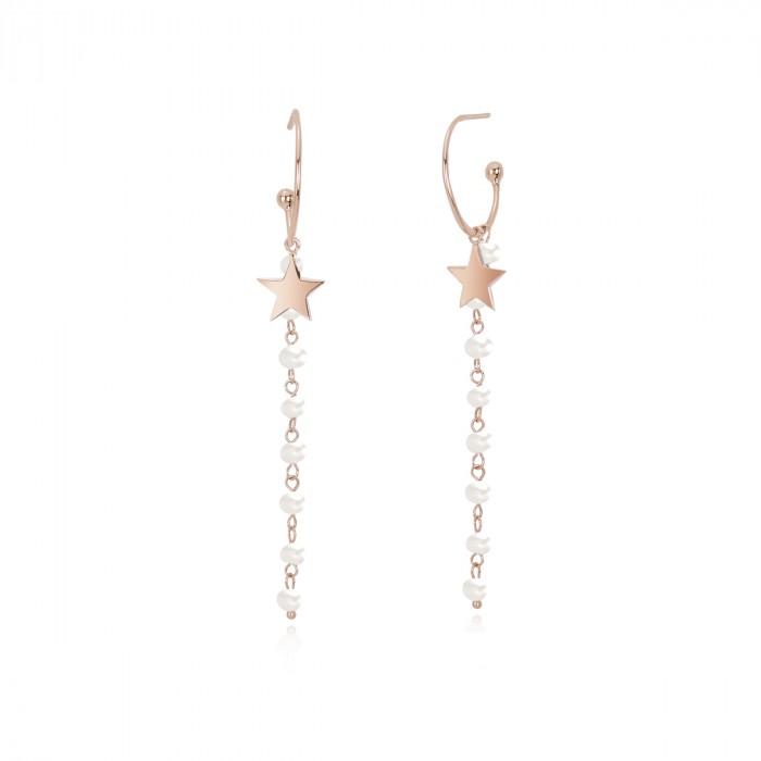 Orecchini rosè perline pendenti stelle - steampuhousenkstore.com