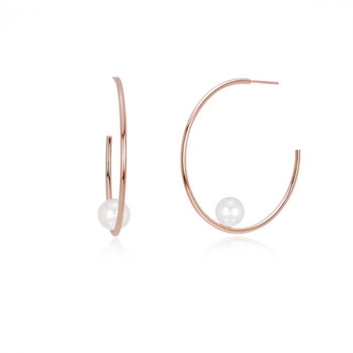 Orecchini cerchio rosè perla - steampuhousenkstore.com