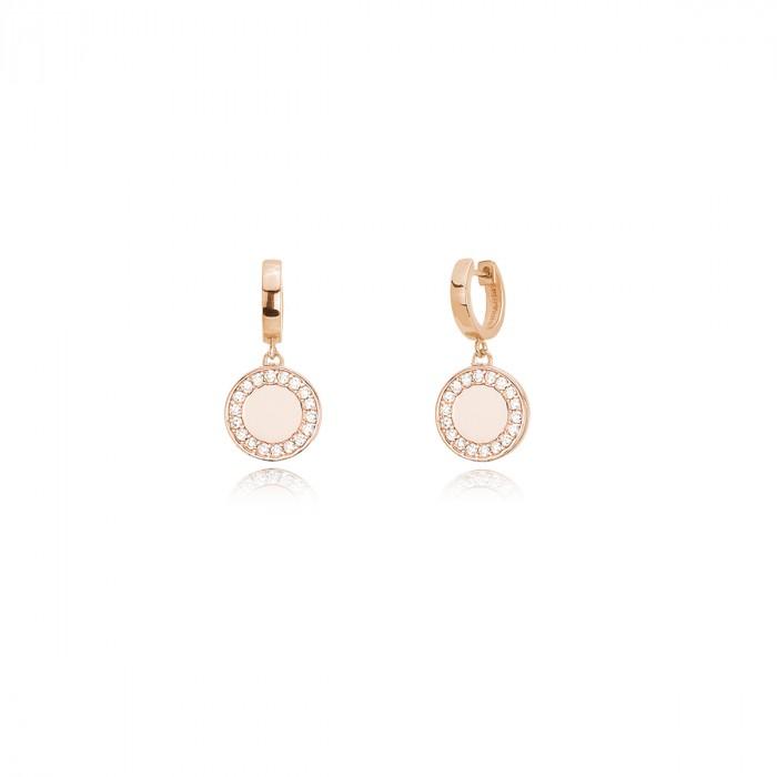 Orecchini boccolo rosè pendete cerchio giro strass - steampuhousenkstore.com