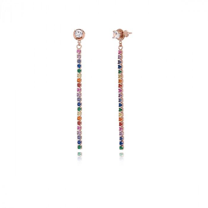 Orecchini rosè pendenti strass colorati - steampuhousenkstore.com