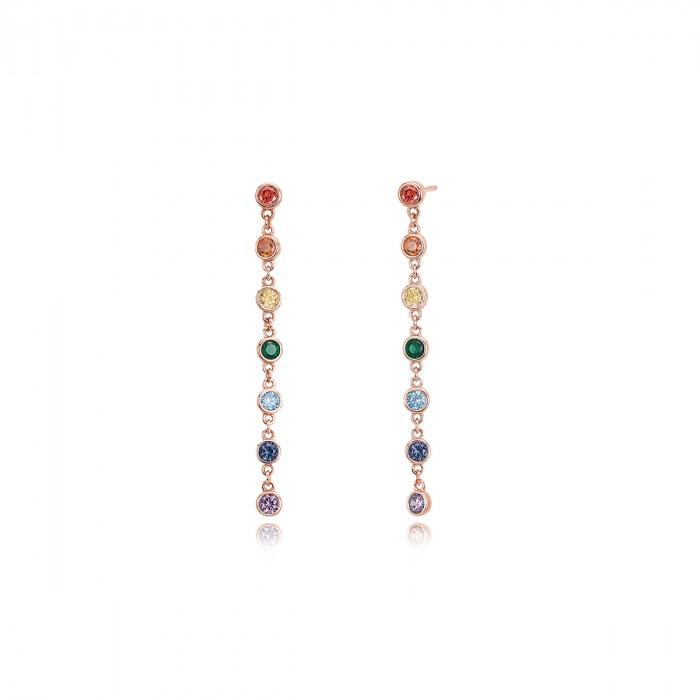 Orecchini rosè pendenti strass colorati - steampuhousenkstore.com