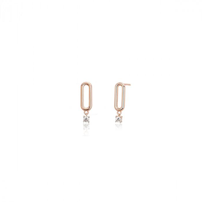 Orecchini rosè pendenti strass - steampuhousenkstore.com