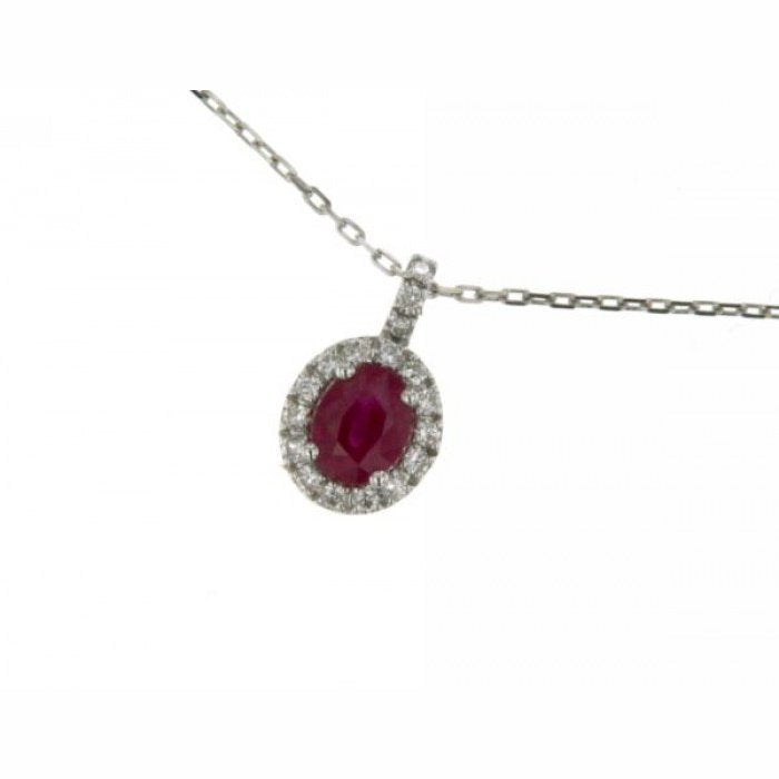 Collier ras du cou rubis et laiton