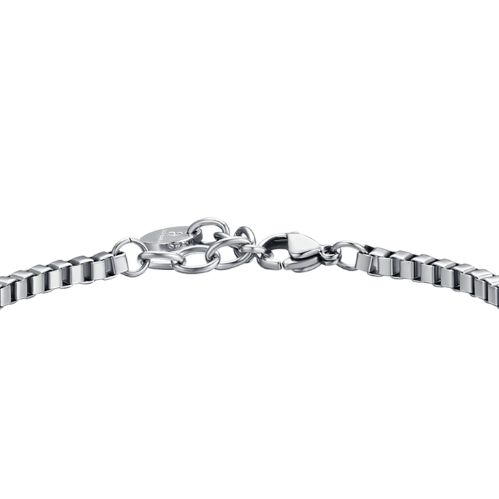 BRACELET HOMME EN ACIER AVEC PLAQUE ET CRISTAUX NOIRS