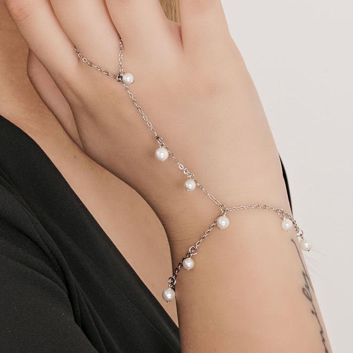 BRACELET FEMME KISSING EN ACIER AVEC PERLES BLANCHES