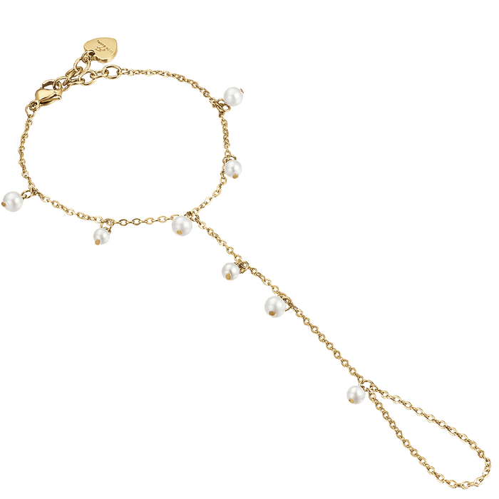 BRACELET FEMME KISSING EN ACIER AVEC PERLES BLANCHES