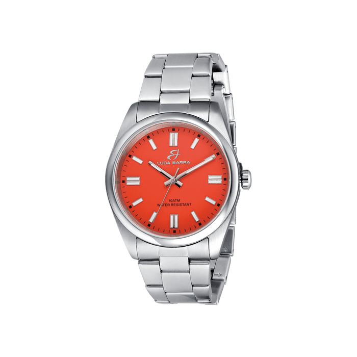 MONTRE EN ACIER AVEC CADRAN ORANGE